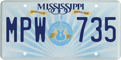 MS license plate MPW735