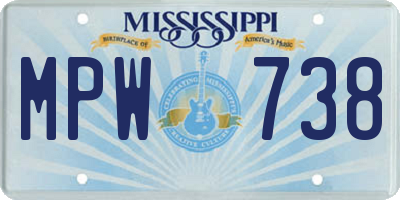 MS license plate MPW738