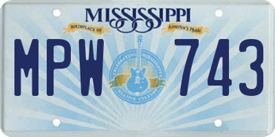 MS license plate MPW743