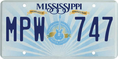 MS license plate MPW747