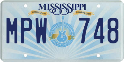 MS license plate MPW748