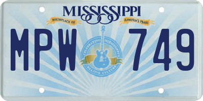 MS license plate MPW749