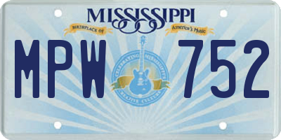 MS license plate MPW752