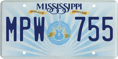 MS license plate MPW755