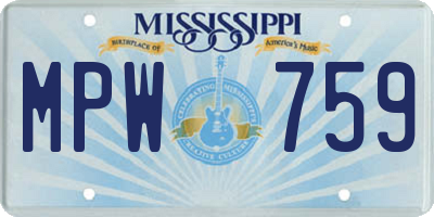 MS license plate MPW759