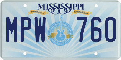 MS license plate MPW760