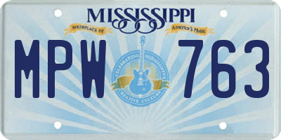 MS license plate MPW763