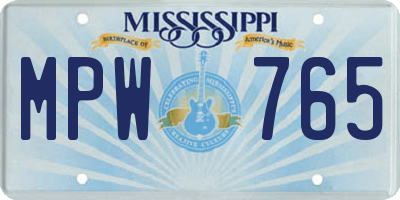 MS license plate MPW765