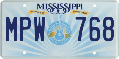 MS license plate MPW768