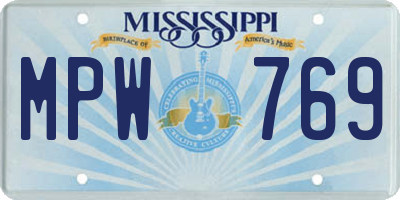 MS license plate MPW769