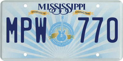 MS license plate MPW770