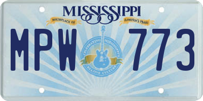 MS license plate MPW773