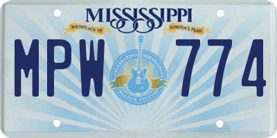 MS license plate MPW774