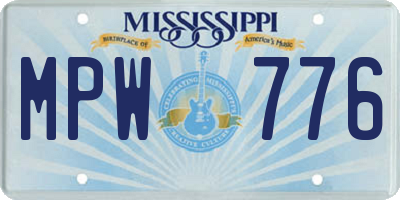 MS license plate MPW776