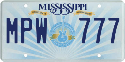 MS license plate MPW777