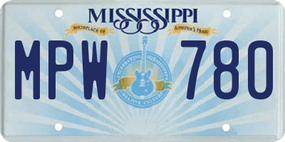 MS license plate MPW780