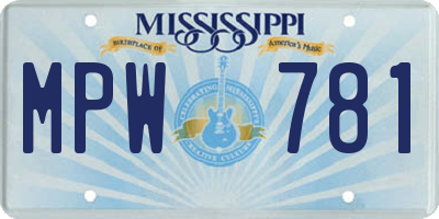 MS license plate MPW781