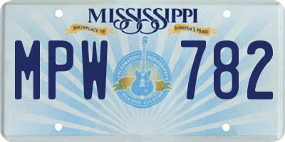 MS license plate MPW782
