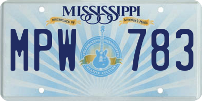 MS license plate MPW783