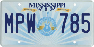 MS license plate MPW785