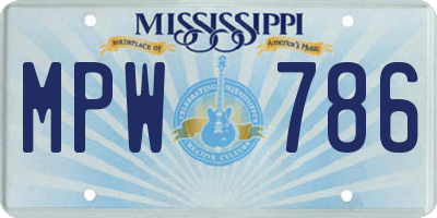 MS license plate MPW786
