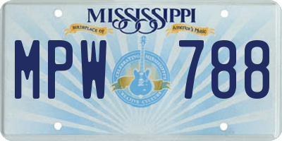 MS license plate MPW788