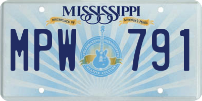 MS license plate MPW791