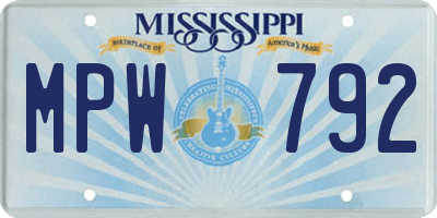 MS license plate MPW792