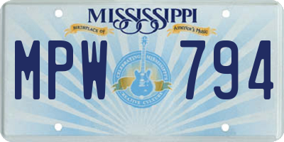 MS license plate MPW794