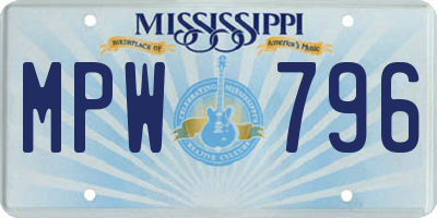 MS license plate MPW796