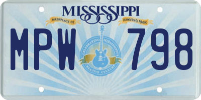 MS license plate MPW798