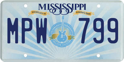 MS license plate MPW799