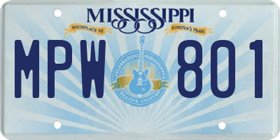 MS license plate MPW801