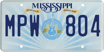 MS license plate MPW804