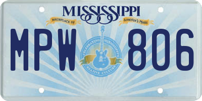 MS license plate MPW806