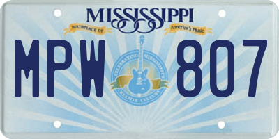 MS license plate MPW807