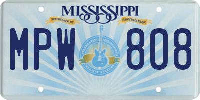 MS license plate MPW808