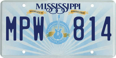 MS license plate MPW814