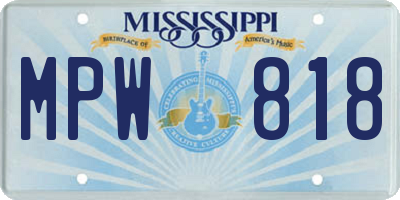 MS license plate MPW818