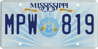 MS license plate MPW819