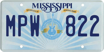 MS license plate MPW822