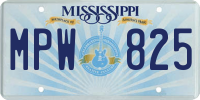 MS license plate MPW825
