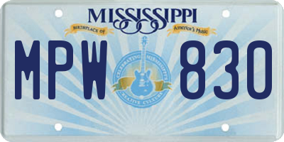 MS license plate MPW830