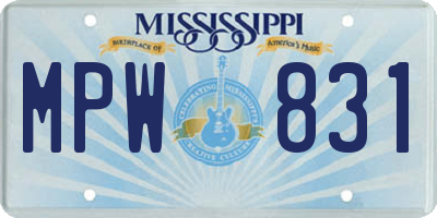 MS license plate MPW831