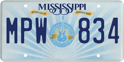 MS license plate MPW834