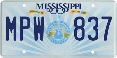 MS license plate MPW837