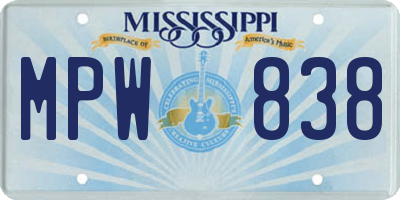 MS license plate MPW838