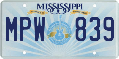 MS license plate MPW839