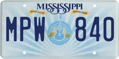 MS license plate MPW840