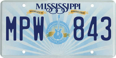 MS license plate MPW843